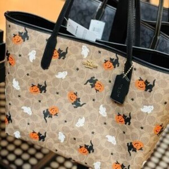 New Coach City Tote In Signature Canvas With Halloween Print CW450 - Picture 8 of 10